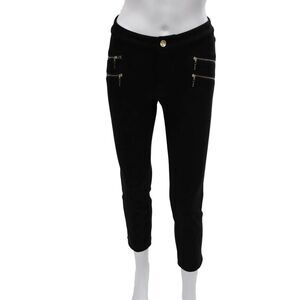 Grayse Women Cropped Black Polyester Pants Button Closure 25 Inseam Size 2XS
